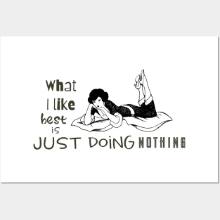 Woman Retro Comic Book Illustration with Text: Doing Nothing Posters and Art